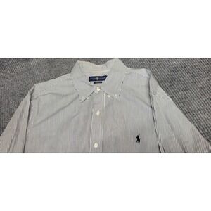 Ralph Lauren Classic Fit Mens XL Black White Stripe Button Down Long Sleeve